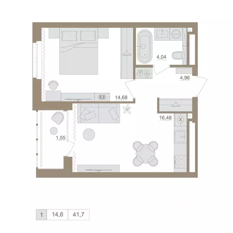 1-к кв. Башкортостан, Уфа бул. Яркий (41.61 м) - Фото 1