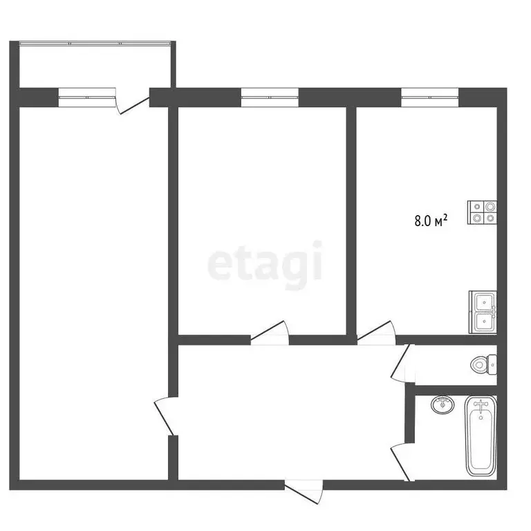 2-комнатная квартира: Ярославль, Ранняя улица, 5 (44 м) - Фото 1