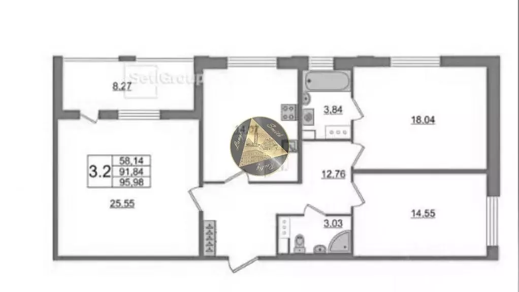 3-к кв. Санкт-Петербург Манчестерская ул., 3к2 (90.1 м) - Фото 2
