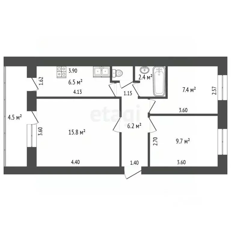 3-к кв. Крым, Феодосия ул. Дружбы, 20 (54.3 м) - Фото 2