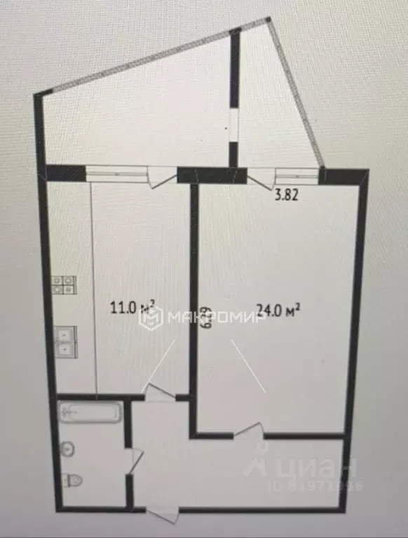 1-к кв. Ханты-Мансийский АО, Сургут Югорская ул., 40 (53.4 м) - Фото 2