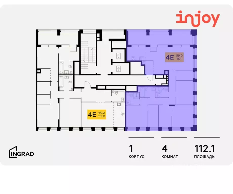 4-к кв. Москва Инджой жилой комплекс (112.1 м) - Фото 1