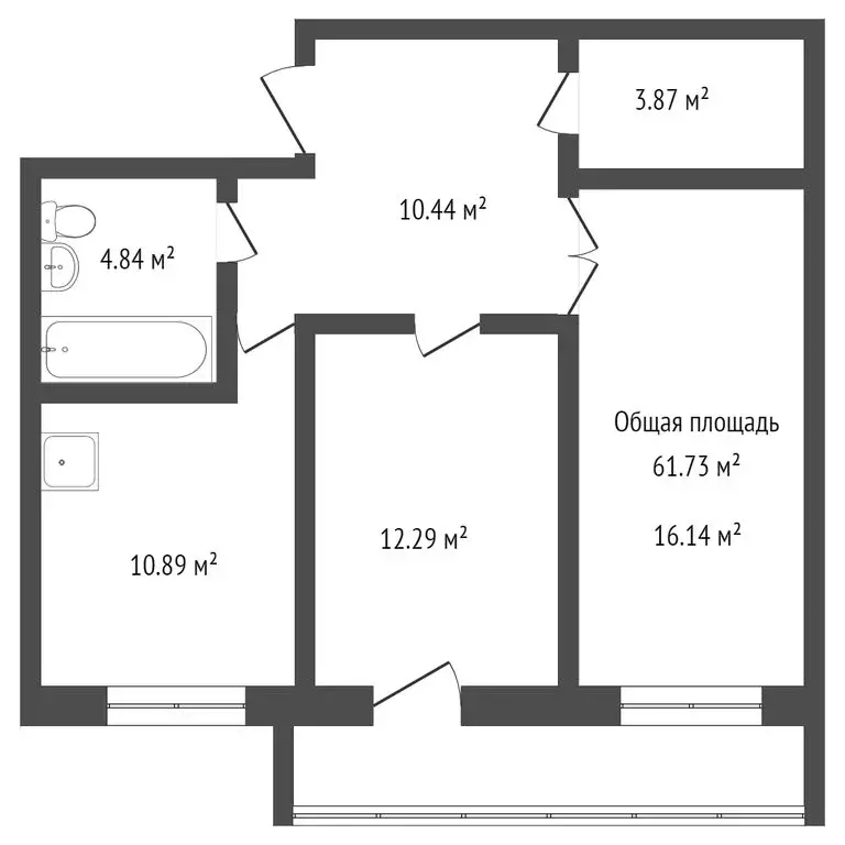 2-комнатная квартира: село Криводановка, Зелёная улица, 16 (58.4 м) - Фото 1