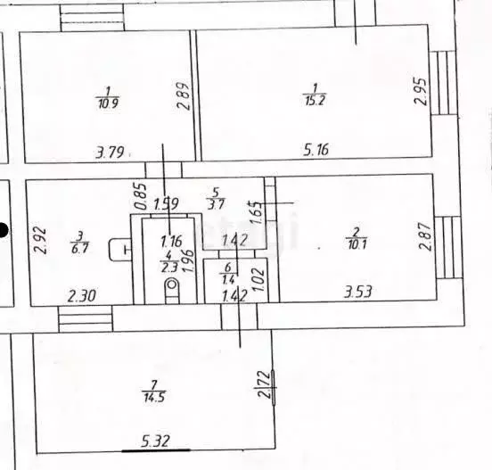 3-комнатная квартира: село Осиново, улица Подстанция, 1 (49.6 м) - Фото 1