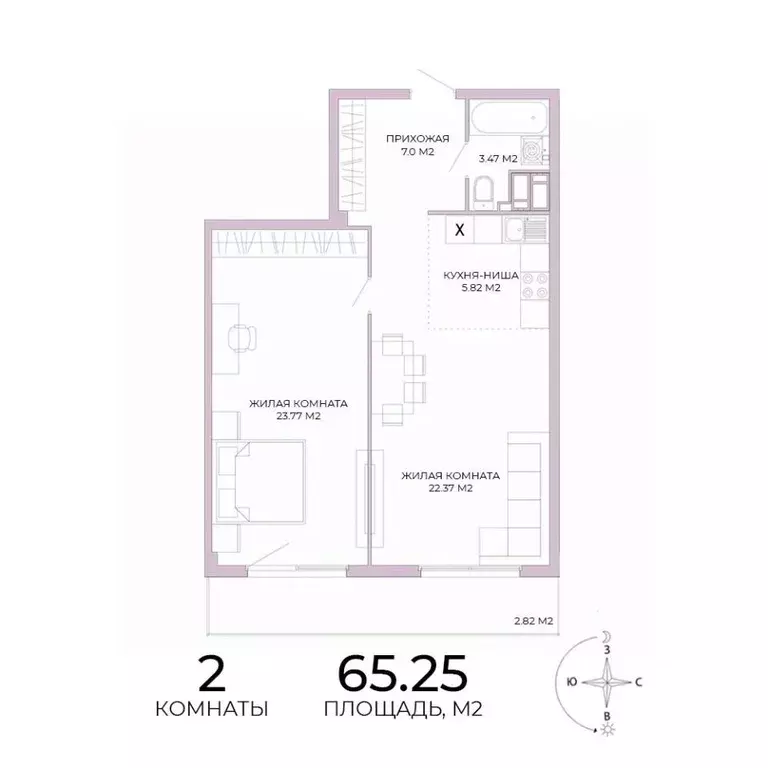 2-к кв. Пензенская область, Пенза Побочинская ул., с18 (65.25 м) - Фото 1