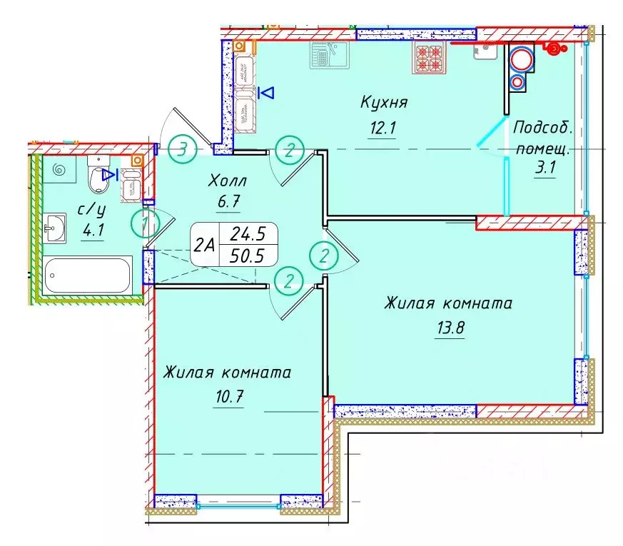 2-к кв. Ставропольский край, Ставрополь № 36 мкр, ЖК Фруктовый сад,  ... - Фото 1