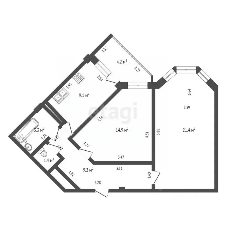 3-к кв. Ростовская область, Батайск Огородная ул., 84/1 (59.3 м) - Фото 1