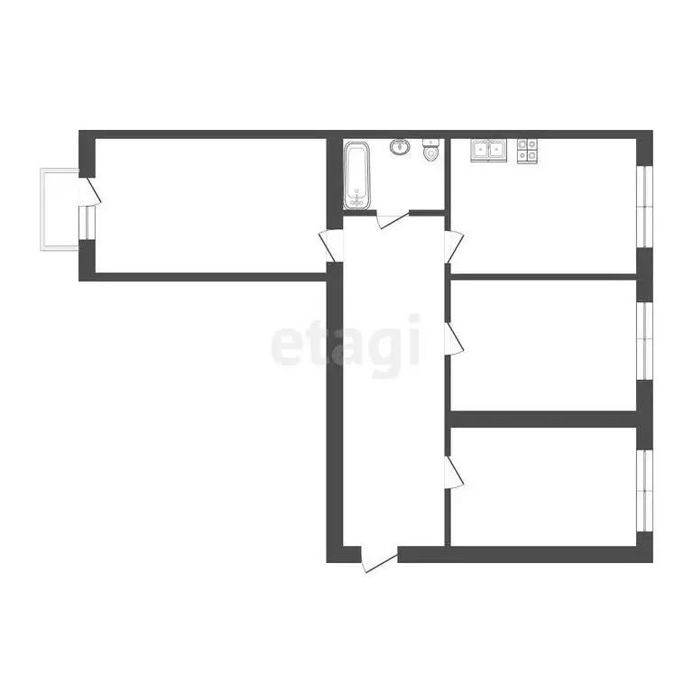 3-комнатная квартира: Нальчик, проспект Ленина, 18 (75.6 м) - Фото 1