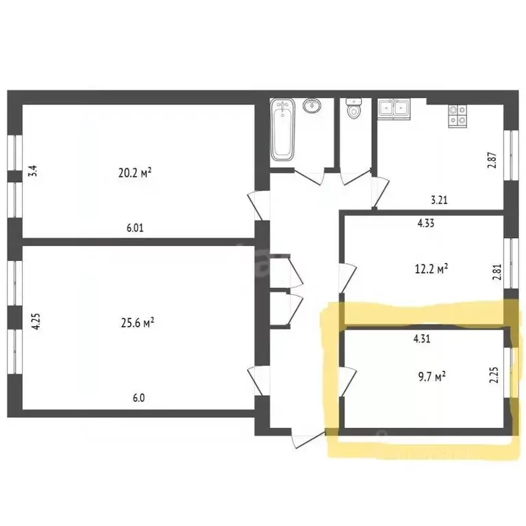 Комната Москва Молодежная ул., 6 (9.7 м) - Фото 2