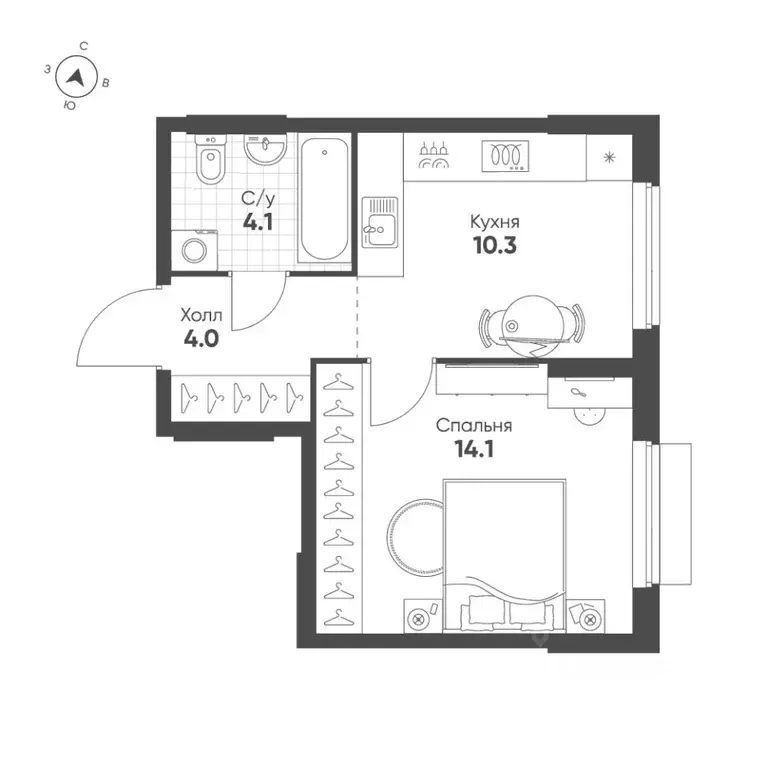 1-к кв. Свердловская область, Екатеринбург Солнечный жилрайон,  (32.5 ... - Фото 1