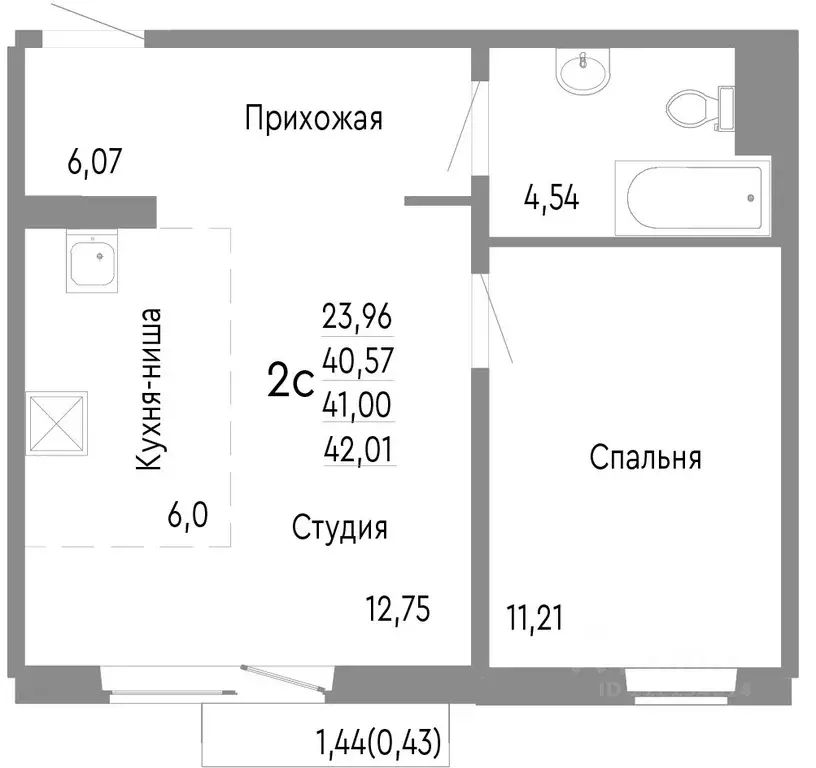 2-к кв. Челябинская область, Челябинск Нефтебазовая ул., 1к2 (41.0 м) - Фото 0