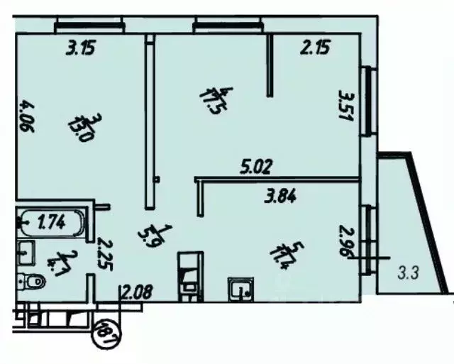 2-к кв. Иркутская область, Иркутский район, Маркова рп, Стрижи кв-л 15 ... - Фото 0