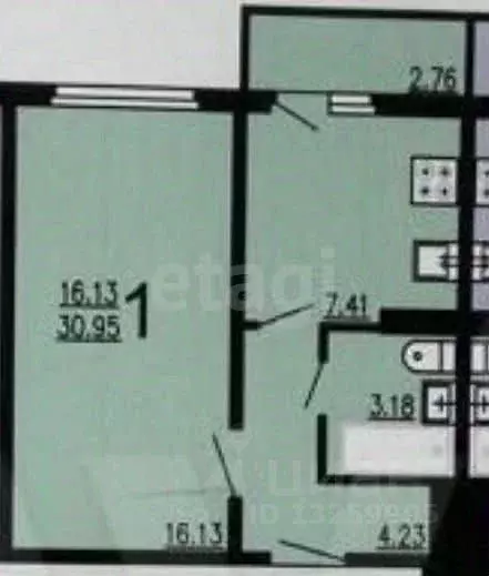 1-к кв. Липецкая область, Липецк ул. И.В. Свиридова, 22к2 (33.0 м) - Фото 2