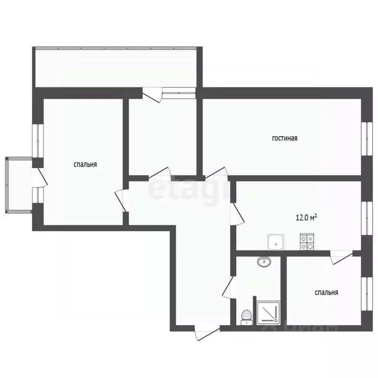 3-к кв. Тюменская область, Тюмень ул. 50 лет Октября, 70 (68.3 м) - Фото 1