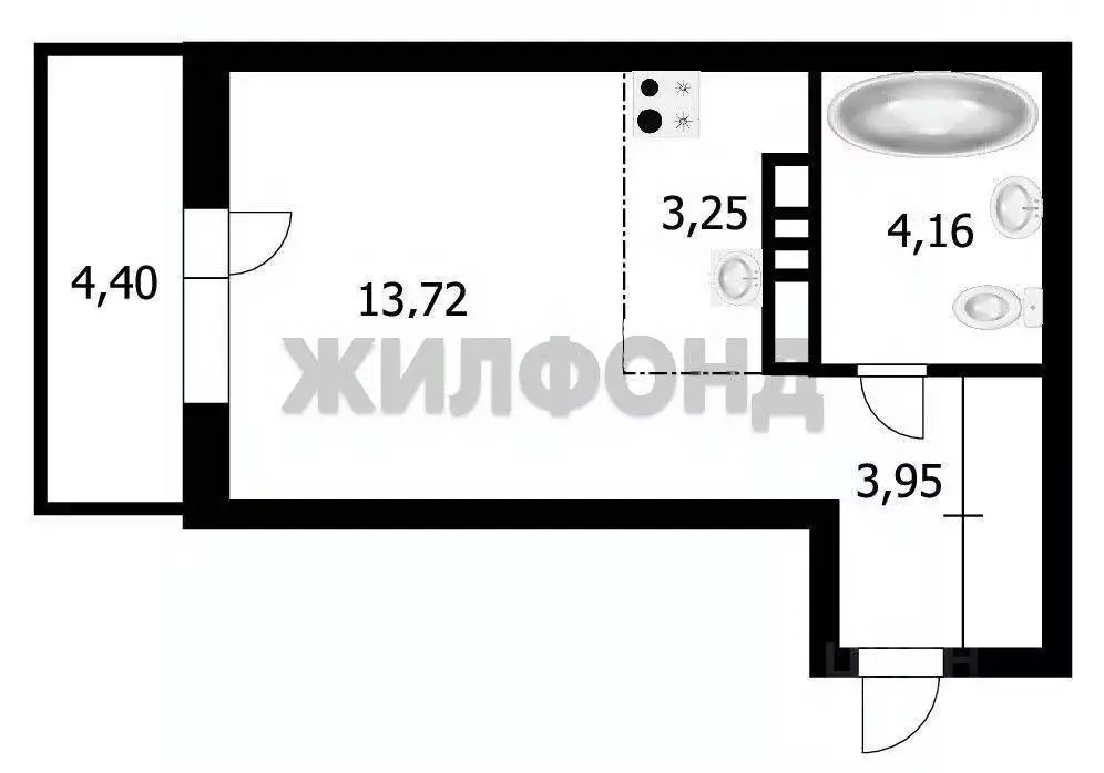 Студия Новосибирская область, Новосибирск Гурьевская ул., 177 (25.0 м) - Фото 1
