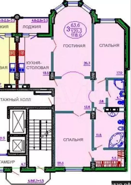 3-к. квартира, 120 м, 5/16 эт. - Фото 0