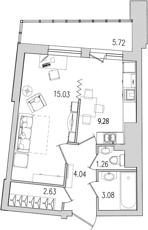 1-комнатная квартира: Санкт-Петербург, улица Кустодиева, 7к1 (45.8 м) - Фото 1