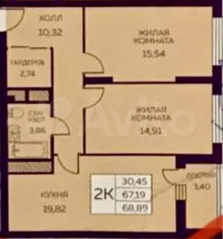 2-к. квартира, 66,5 м, 17/29 эт. - Фото 0