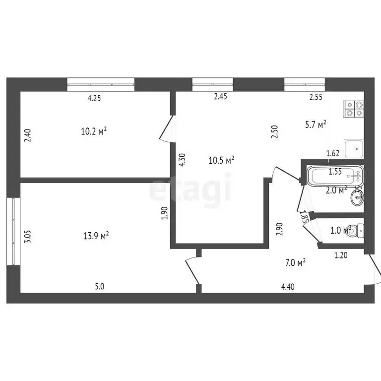 3-комнатная квартира: Коряжма, Советская улица, 8 (50.3 м) - Фото 0