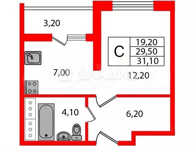 Квартира-студия, 29,5 м, 7/18 эт. - Фото 0