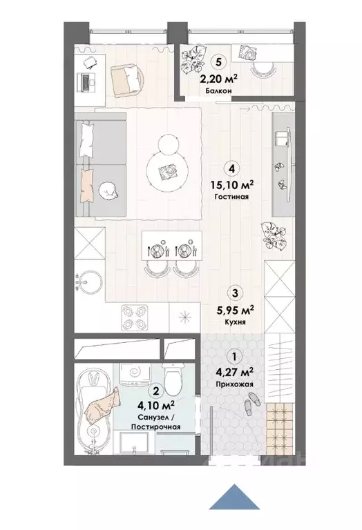 Студия Московская область, Пушкино Надсоновский туп. (31.62 м) - Фото 0
