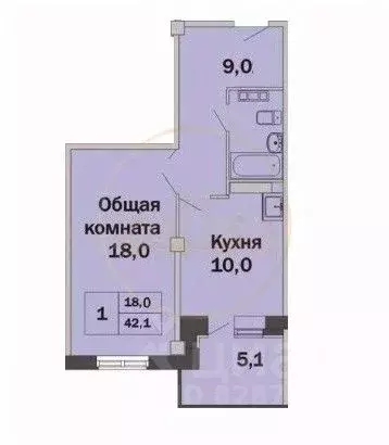 1-к кв. Томская область, Томск ул. Павла Нарановича, 1Б (42.1 м) - Фото 1