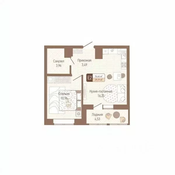 1-к кв. Тульская область, Тула Кулик жилой комплекс (36.93 м) - Фото 1