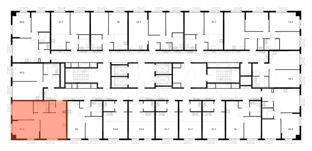 2-к. квартира, 51.3 м, 16/24 эт. - Фото 1