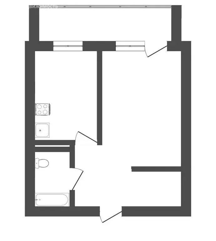 1-комнатная квартира: Абакан, улица Генерала Тихонова, 6 (37.5 м) - Фото 1