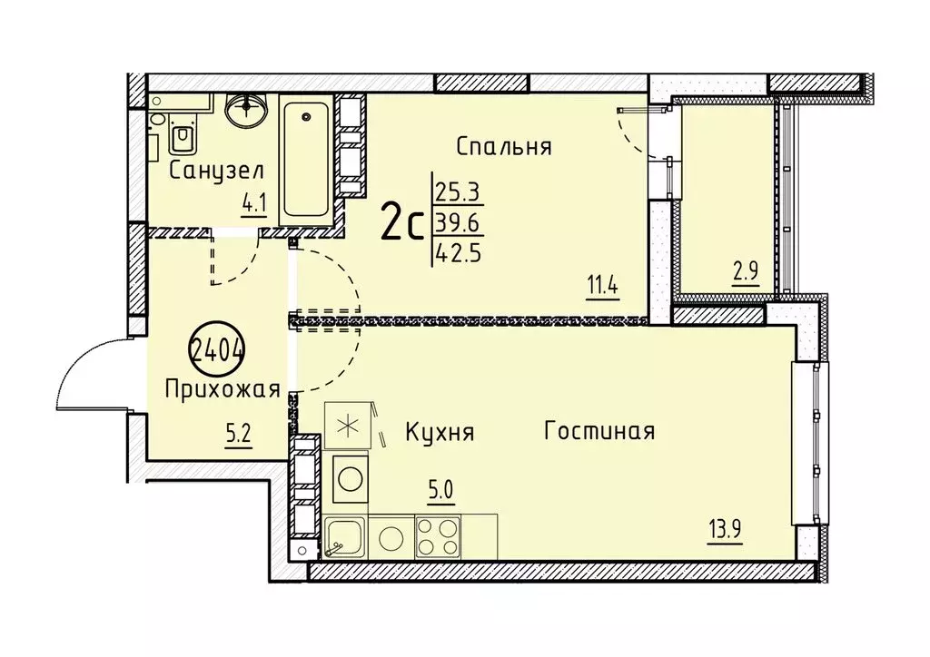 Квартира-студия: Энгельс, ул. Марины Расковой (42.5 м) - Фото 0