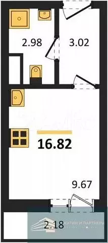 Квартира-студия, 16,8 м, 14/15 эт. - Фото 0