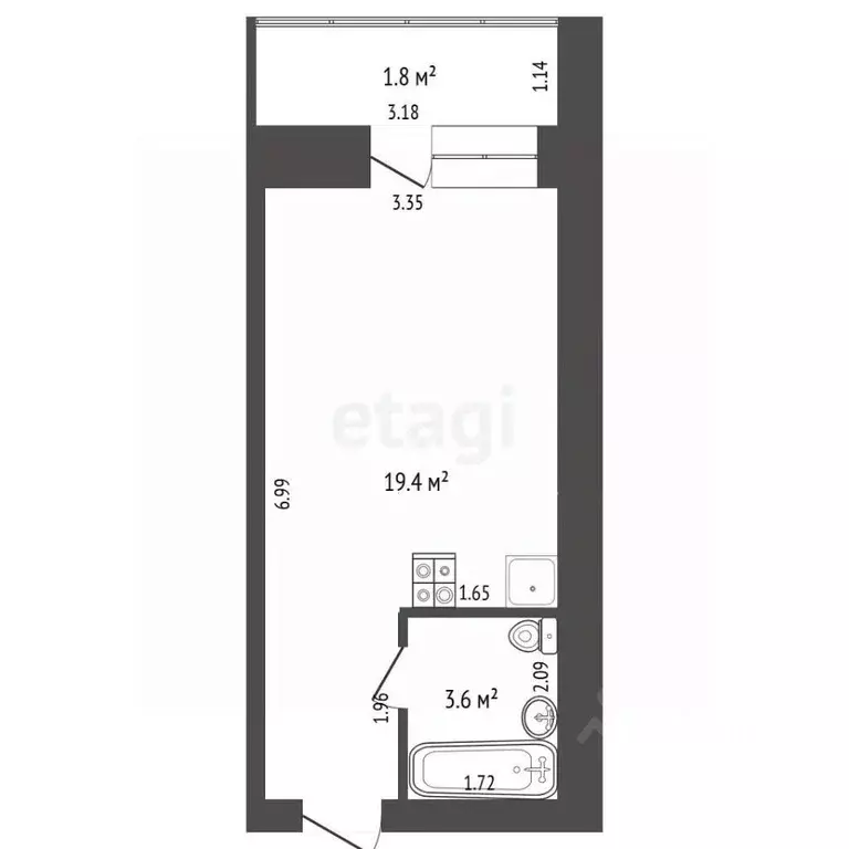 Студия Татарстан, Набережные Челны 45-й комплекс, 45/01А (23.0 м) - Фото 1