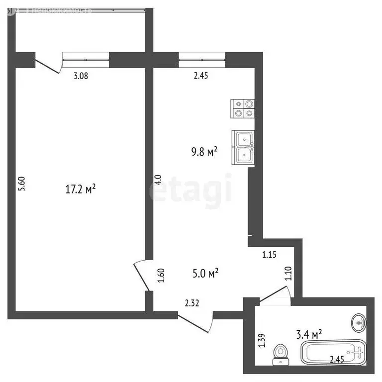 1-комнатная квартира: Якутск, улица Дзержинского, 45/1 (36 м) - Фото 1