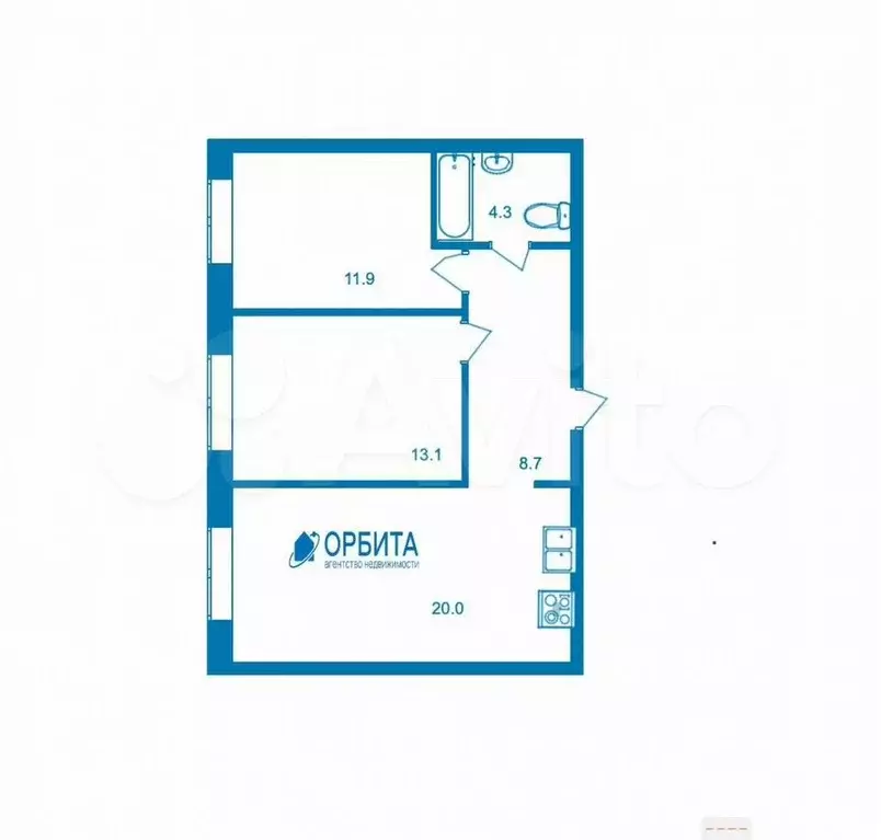 2-к. квартира, 58,5 м, 8/16 эт. - Фото 0