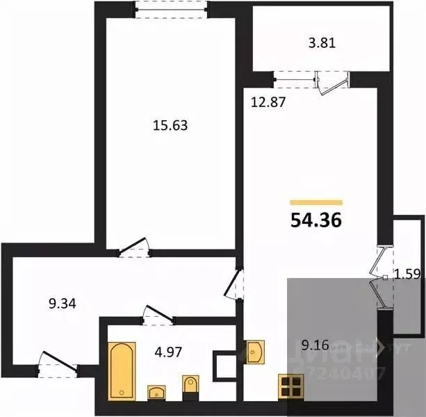 1-к кв. Воронежская область, Воронеж ул. Ломоносова, 116В (54.36 м) - Фото 1