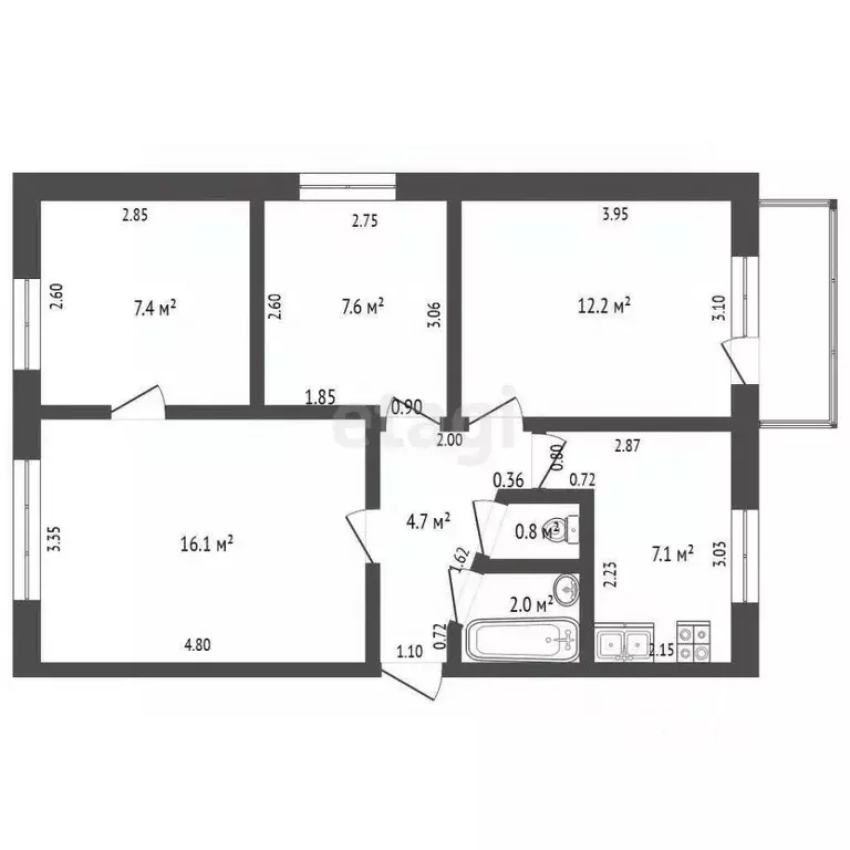4-к кв. Мордовия, Рузаевка ул. Юрасова, 10 (57.9 м) - Фото 1