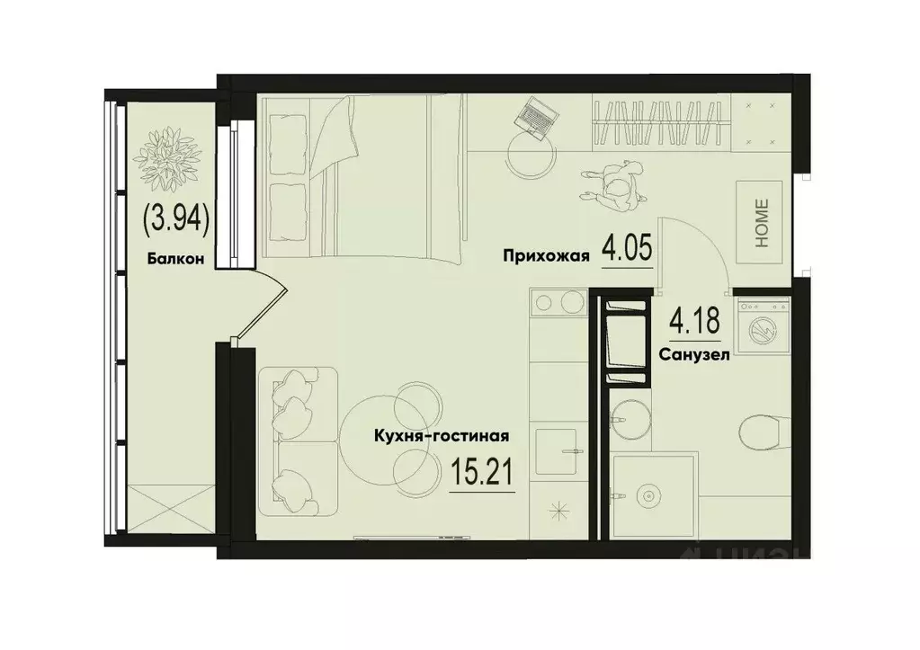 Студия Ленинградская область, Мурино Всеволожский район, ID Murino III ... - Фото 1