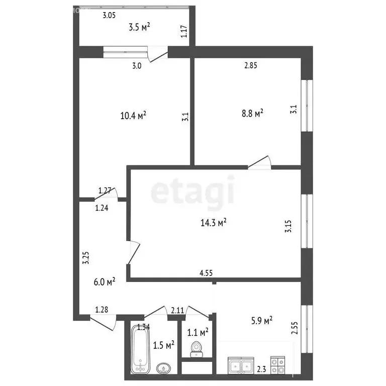 3-комнатная квартира: Дмитров, улица Космонавтов, 36 (48.2 м) - Фото 1