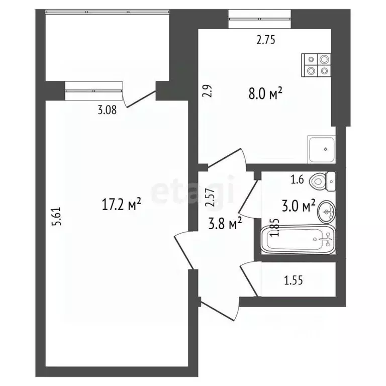 1-к кв. Нижегородская область, Нижний Новгород Днепропетровская ул., ... - Фото 2