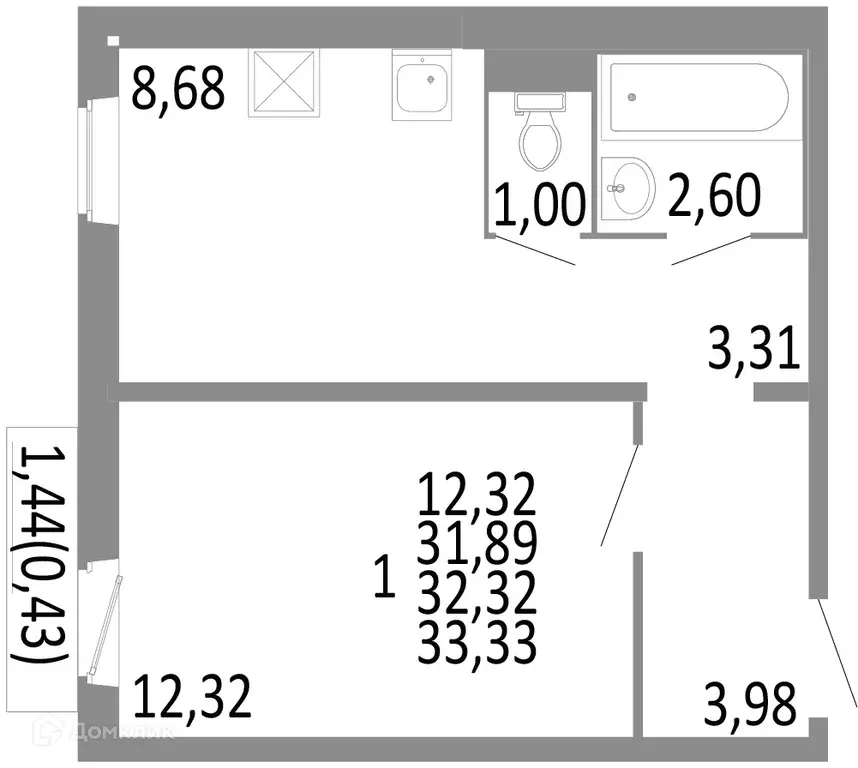 Продаётся 1-к квартира, 32.32 м - Фото 0