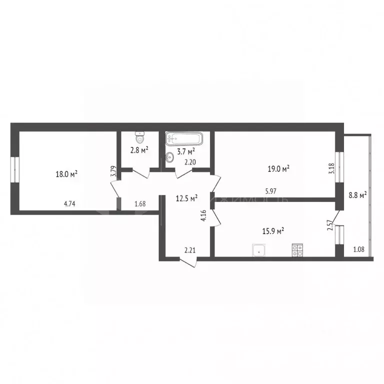 2-к кв. Тюменская область, Тюменский муниципальный округ, Боровский рп ... - Фото 2