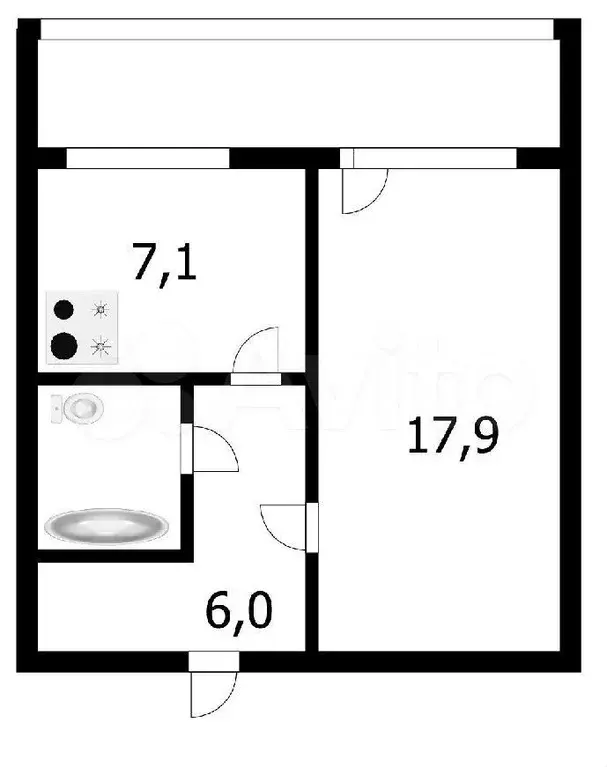 1-к. квартира, 34,5 м, 9/17 эт. - Фото 0