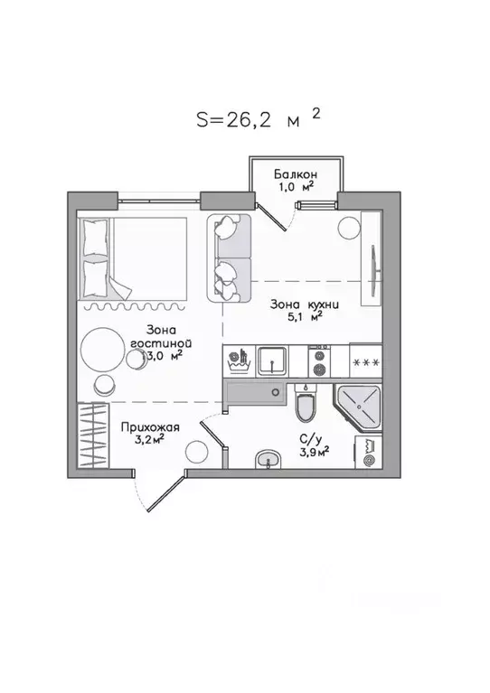 Студия Карелия, Сортавала Советская ул., 5 (26.2 м) - Фото 1