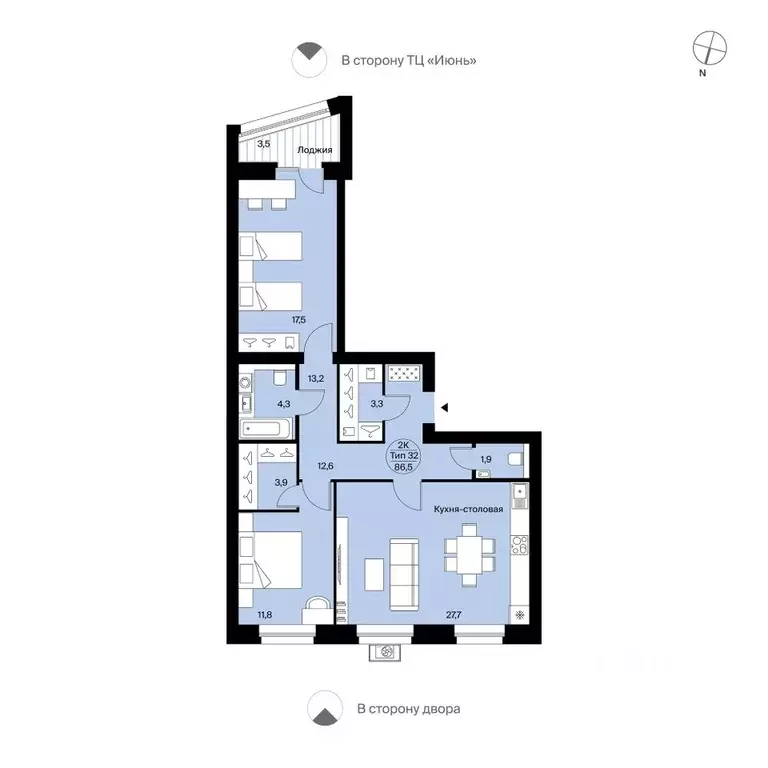 3-к кв. Коми, Сыктывкар Октябрьский просп., 137 (86.5 м) - Фото 2