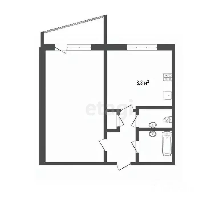 1-к кв. Тюменская область, Тюмень Широтная ул., 17а (33.4 м) - Фото 1
