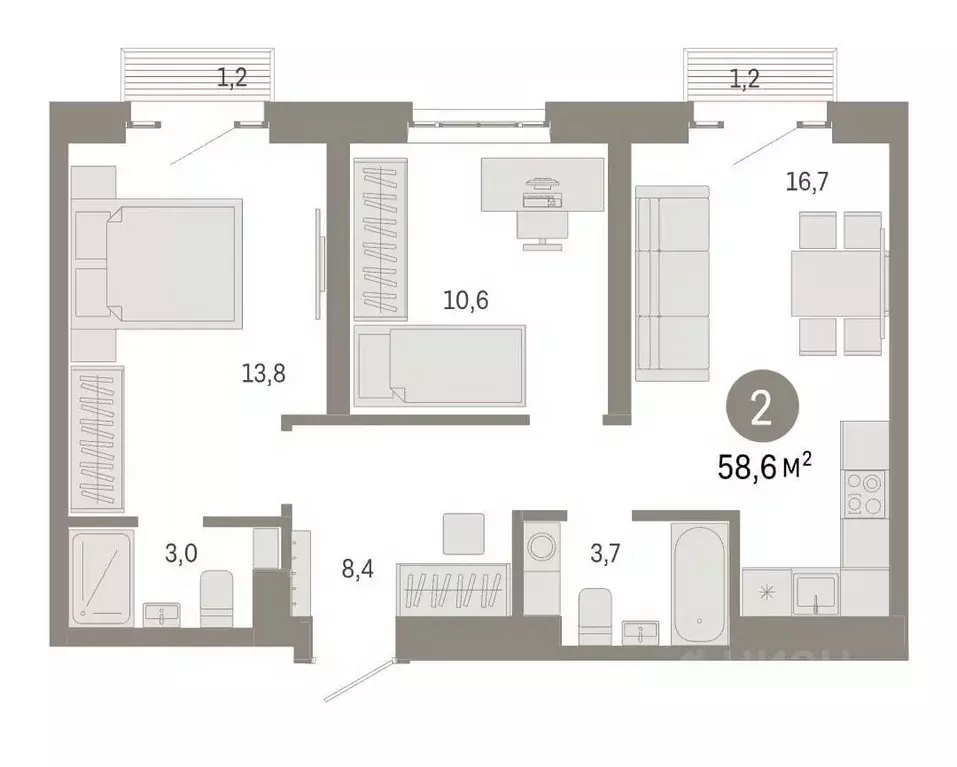 3-к кв. москва тагильская ул, 6/1 (59.0 м) - Фото 1