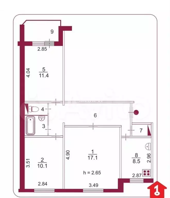 3-к кв. Омская область, Омск ул. Сибниисхоз, 6 (65.0 м) - Фото 0