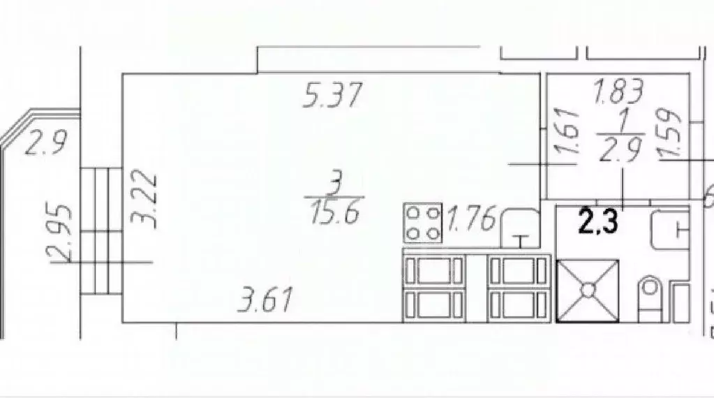 Студия Санкт-Петербург Усть-Славянка тер., ул. Славянская, 8 (20.8 м) - Фото 2