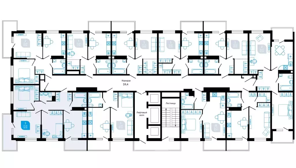 3-к кв. Краснодарский край, Краснодар ул. Конгрессная, 41к1 (69.4 м) - Фото 2