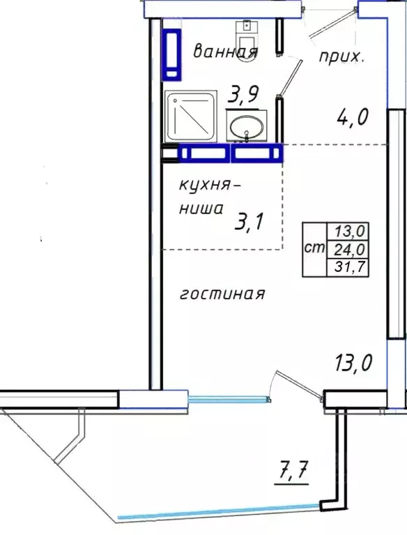 Студия Крым, Ялта городской округ, Гурзуф пгт  (31.7 м) - Фото 0